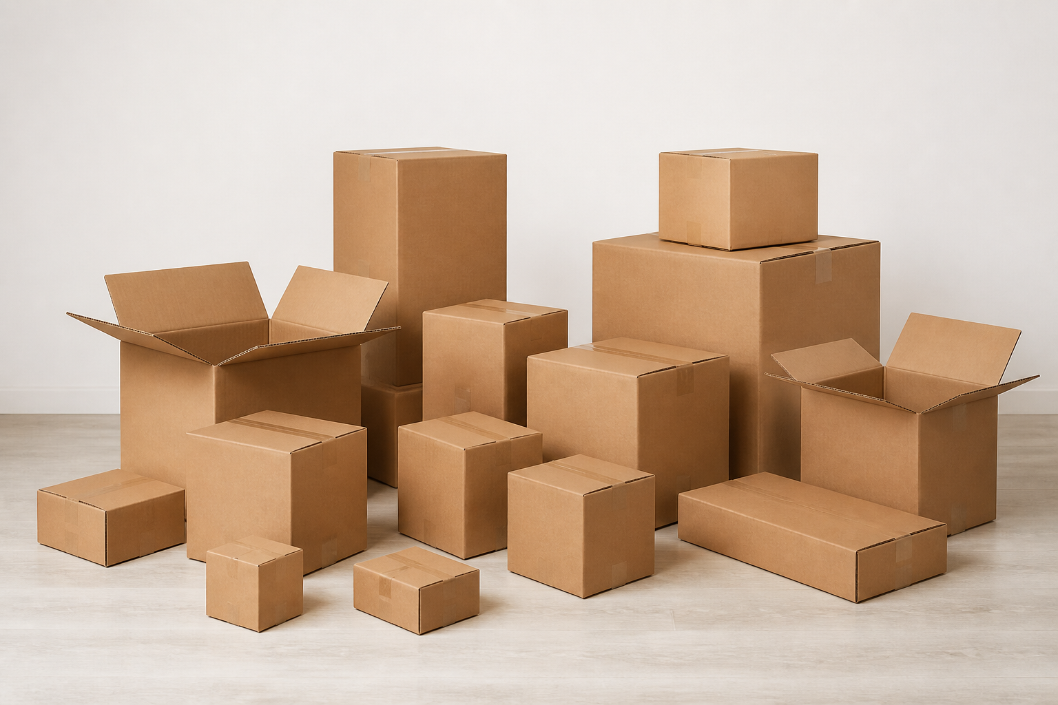 Fotografía de cajas de cartón de diferentes tamaños