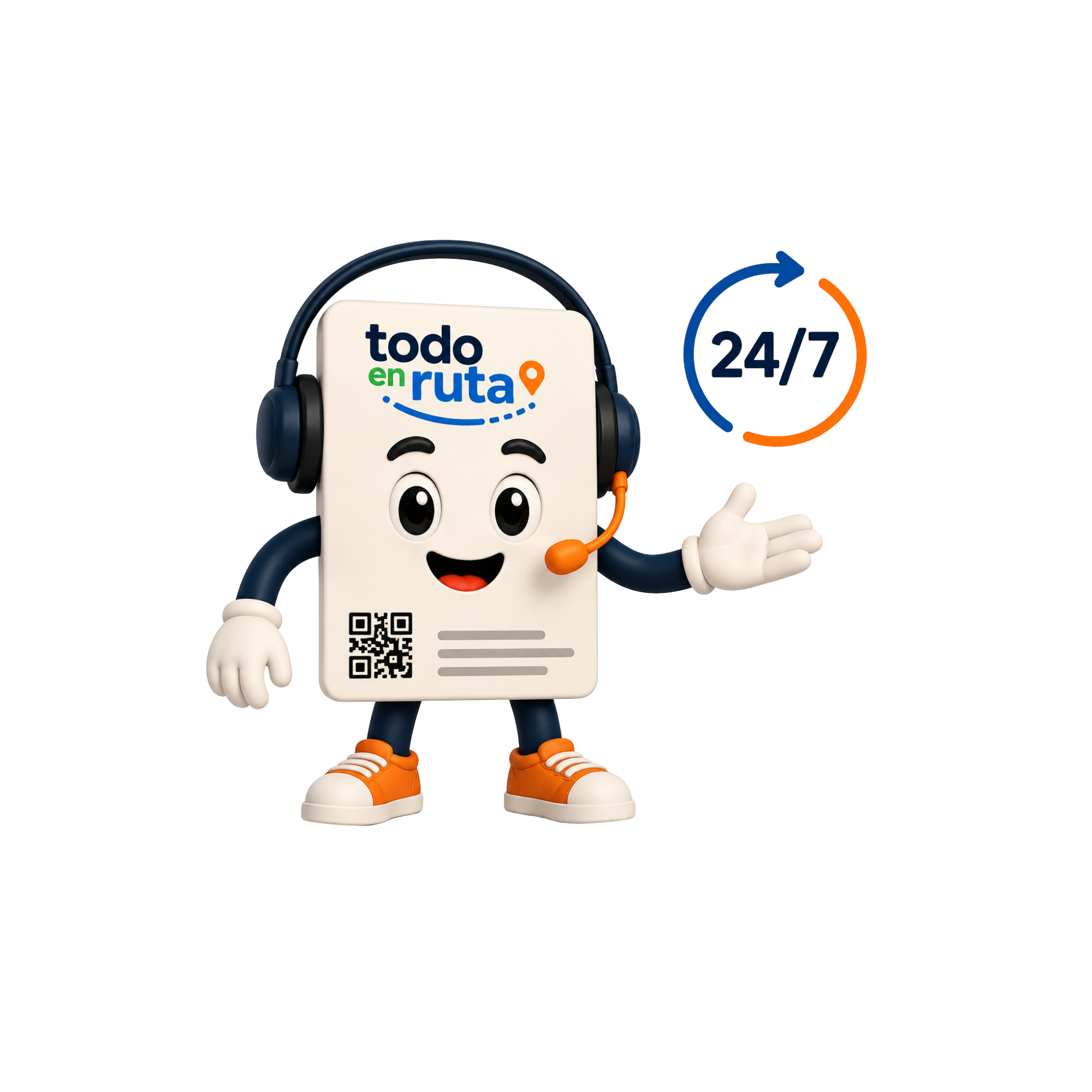 Mascota de Todo en Ruta con audífonos