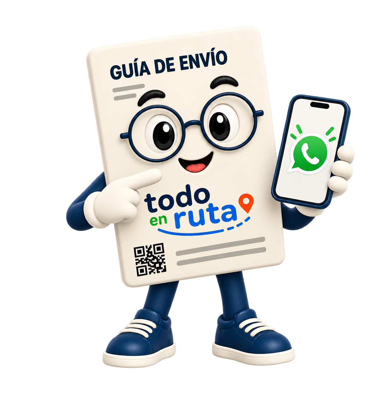 Mascota de Todo en Ruta mostrando el contacto por WhatsApp